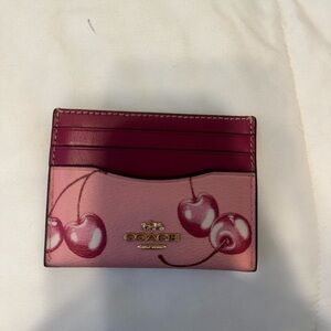 Coach Cherry Design Card Holder in Pink